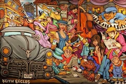 The Bluesman by Keith Eccles | Acrylic on Canvas - Gallery Framed The Bluesman